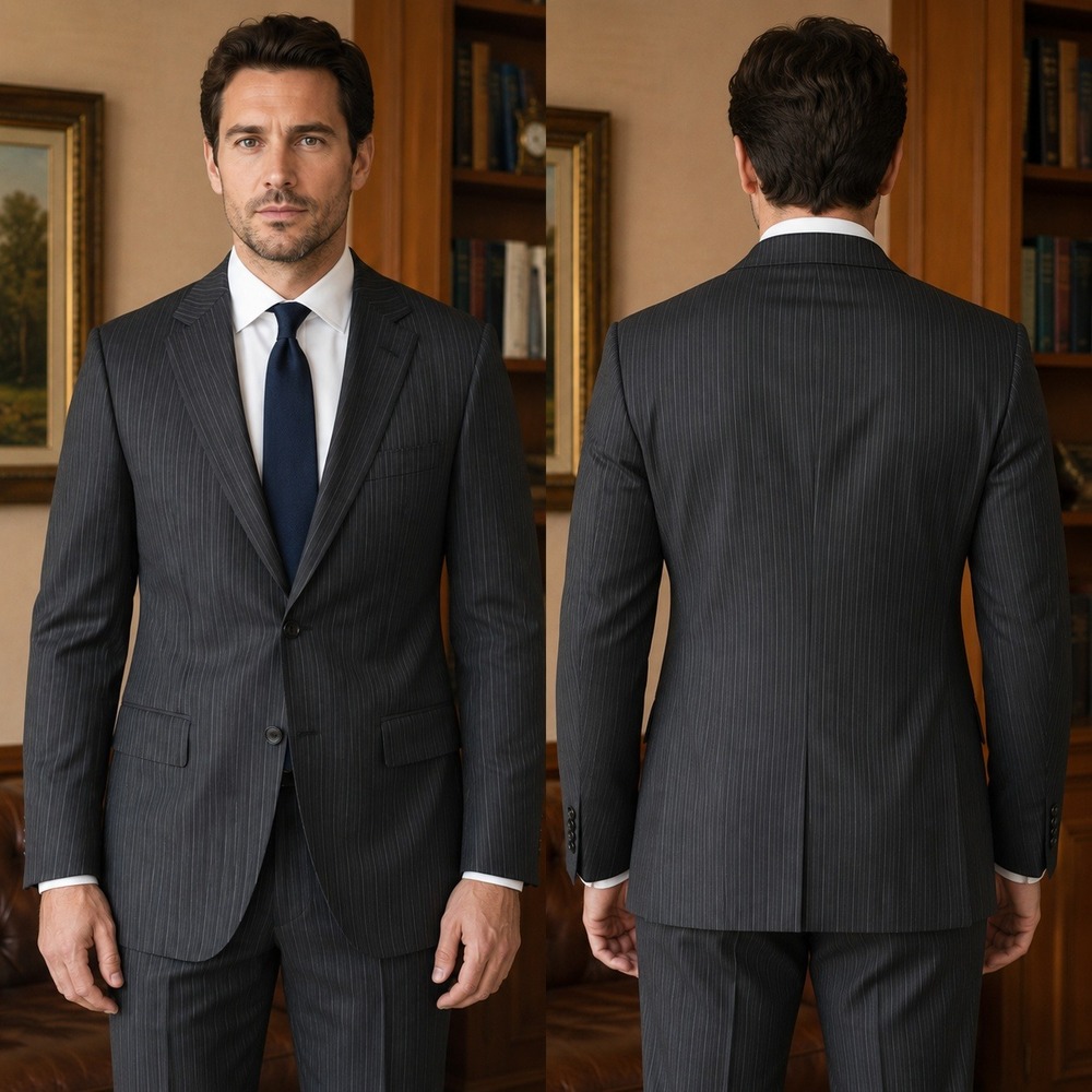 Hugo Boss Pasolini Movie Mens‎ 40R Sport Jacket Pinstripe Virgin Wool Charcoal